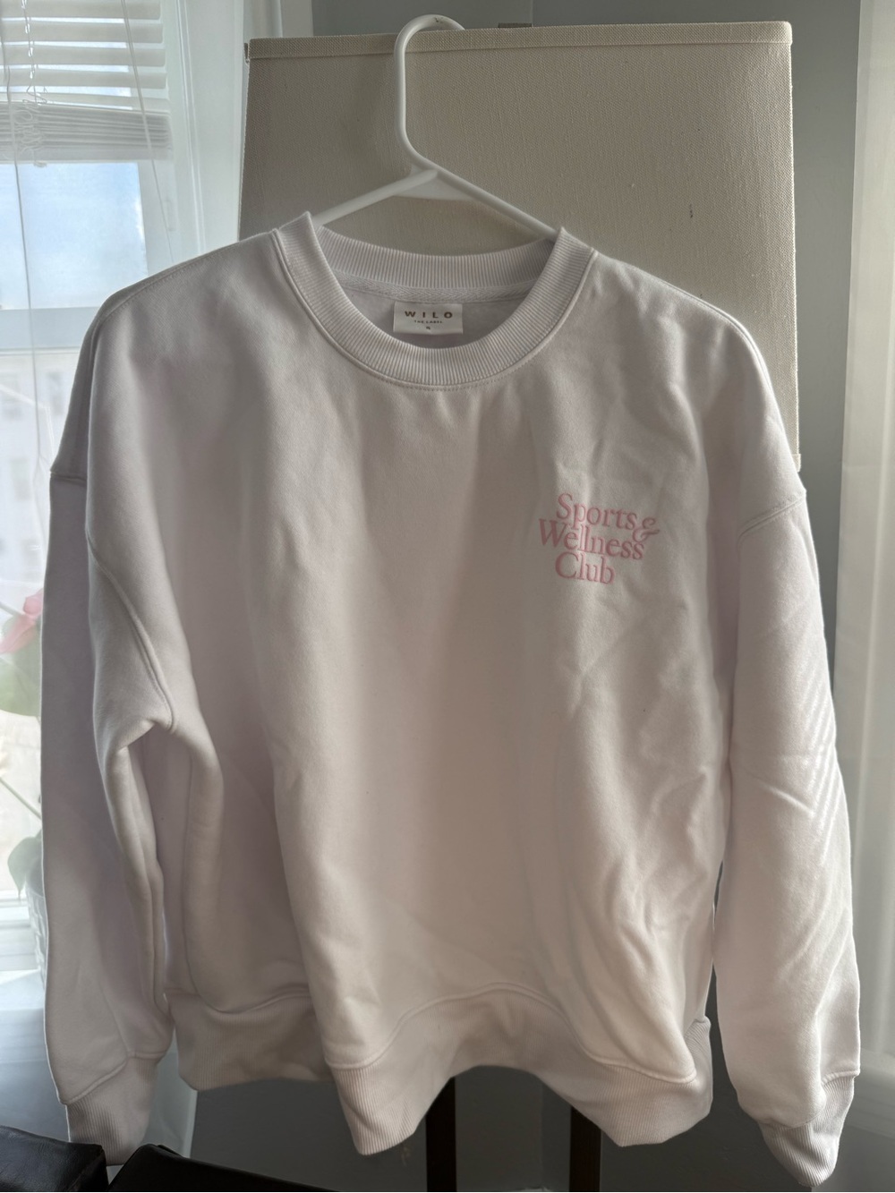 WILD White Crewneck Sweatshirt - Pink 'Sports & Wellness Club' Logo